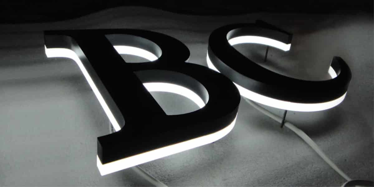 Edge-lit LED sign letters for business signage