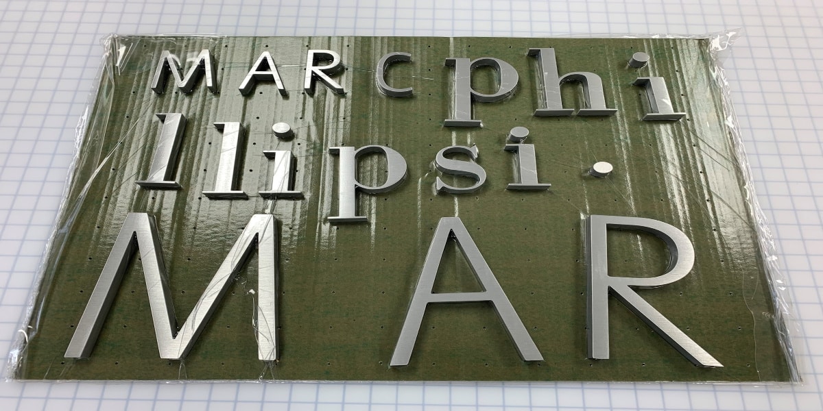 Stainless steel sign letters designed for custom signage with different fonts